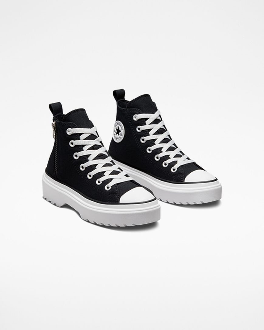 Pantofi Platforma Fete Converse Chuck Taylor All Star Lugged Lift Panza Inalti Negrii Albi | RO E13PWI428